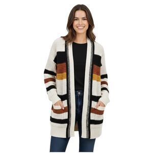 Express Multicolor Striped Open Front Oversized Cardigan Size XS